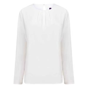 Henbury Blouse met lange mouwen en geplooide voorkant voor dames