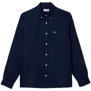 Lacoste Overhemd Lange Mouw  Linen Casual Shirt - Marine