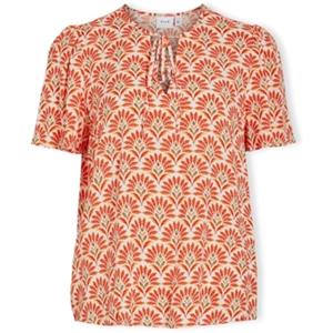 Vila Blouse  Top Alora S/S - Egret/Ori Oil Green