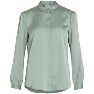 Vila Blouse  Shirt Ellette Satin L/S - Green/Milieu