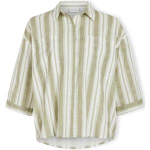 Vila Blouse  Etni 3/4 Oversize Shirt - Egret/Oil Green