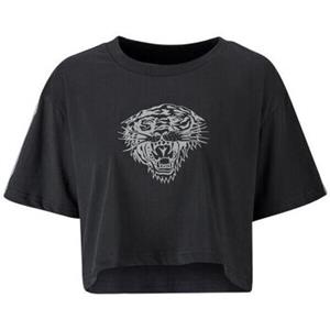 Ed Hardy T-shirt Korte Mouw  Tiger glow crop top black
