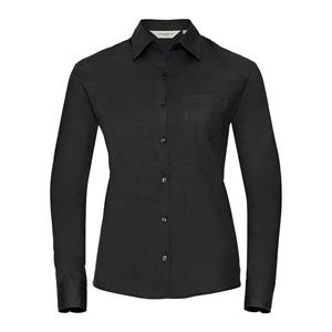 Russell Athletic Dames klassiek katoenen popeline shirt met lange mouwen