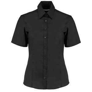 Kustom Kit Dames getailleerde business shirt met korte mouwen