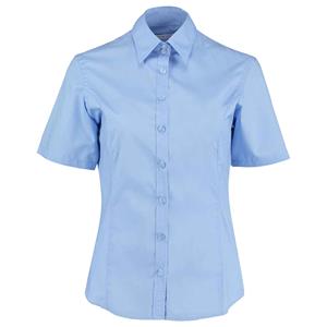 Kustom Kit Dames getailleerde business shirt met korte mouwen