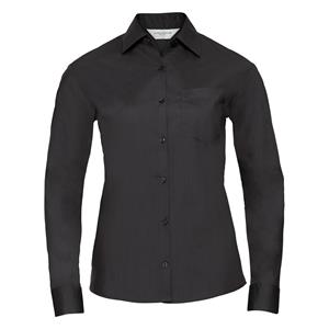 Russell Athletic Dames klassiek polycotton easy-care shirt met lange mouwen