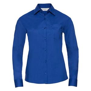 Russell Athletic Dames klassiek polycotton easy-care shirt met lange mouwen