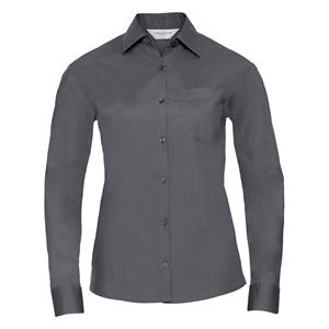 Russell Athletic Dames klassiek polycotton easy-care shirt met lange mouwen