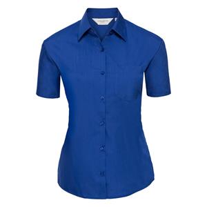 Russell Athletic Dames klassiek polycotton easy-care overhemd met korte mouwen