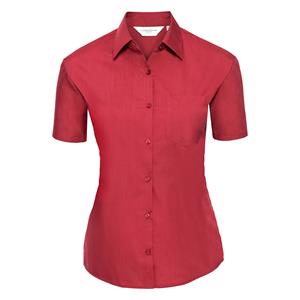 Russell Athletic Dames klassiek polycotton easy-care overhemd met korte mouwen