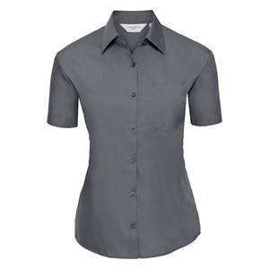 Russell Athletic Dames klassiek polycotton easy-care overhemd met korte mouwen