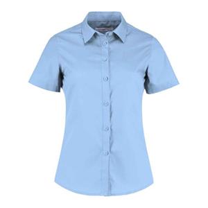 Kustom Kit Dames poplin getailleerd overhemd met korte mouwen