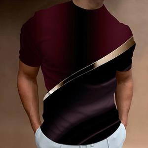 ETST 03 Retro Zomer Heren Luxe Ronde Hals T-shirt Met 3D Geometrisch Patroon Patchwork Print Casual Polyester Korte Mouwen 4XL