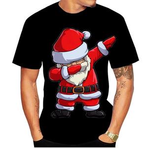 Etst 003 Carnavalsfeest Hip Hop Heren Kerst Elf Kerstman Bedrukt T-shirt Modetrend Ronde Hals Losse Straatfeest Heren Ronde N S