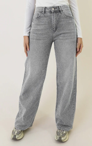The Musthaves Strass Denim Jeans Wide Leg Grey