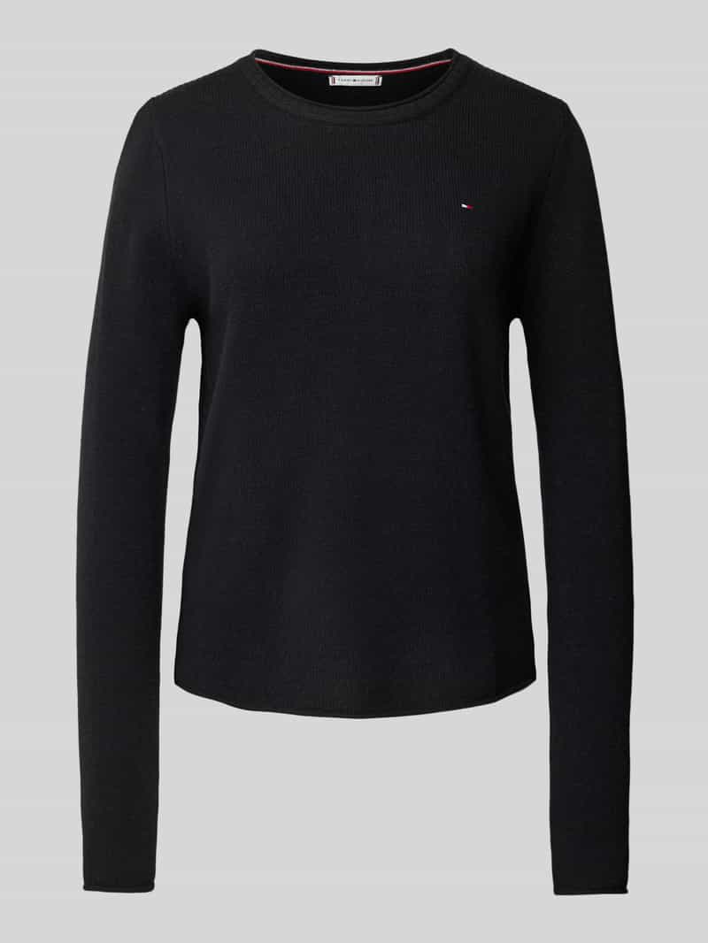 Tommy Hilfiger Gebreide trui SOFT WOOL C-NK SWEATER met logoborduring, van 100% wol