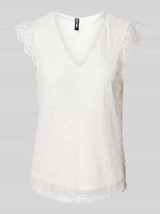 Pieces Kanten top PCOLLINE SL LACE V-NECK TOP WVN NOOS