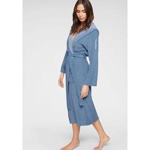 KangaROOS Damesbadjas Dalia, ideaal voor sauna & spa, hotelbadjas, ochtendjas Uni-kleuren en binnen met strepen, badjas met zakken, XS-2XL (1 stuk)