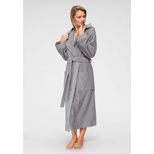 Andas Damesbadjas Livia, ideaal voor sauna & spa, hotelbadjas gedessineerde boord, lange badjas dames, 100% katoen, xs-2xl (1 stuk)