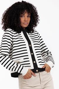Studio Anneloes Norelli stripe denim jacket - off white/black - 12487