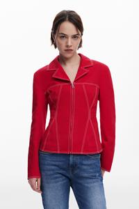 Desigual Peplum leren bikerjack - RED