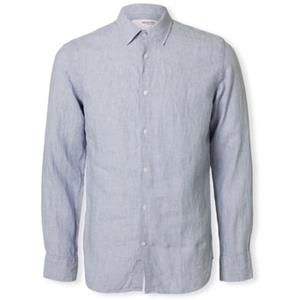 Selected Overhemd Lange Mouw  Regkylian-Linen Shirt - Blue Fog/White