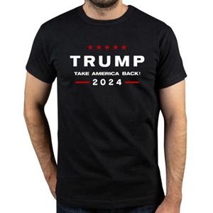Western Cool Men Zomer T-shirt 2024 Trump President Verkiezingsbrief Print Individuele Ronde Hals Korte Mouwen Losse Zachte Ademende Campagne Top M wit