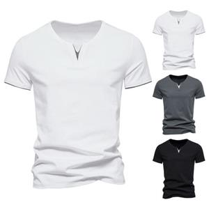 Western Cool Men Heren Zomer Top V Hals Korte Mouwen Effen Kleur Zacht Ademend Pullover Elastisch Nep Tweedelige Plus Size Pullover Mid Lengte Casual T-shirt L zwart