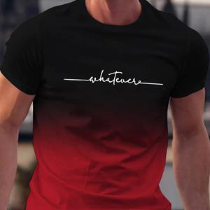 ETST 005 Zomeruitje Whatever Print Gradient Crew Neck T-shirt voor heren Trendy casual top met korte mouwen Heren T-shirt ropa de hombre S