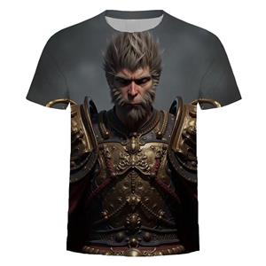 HerSight Heren Oversized Smooth WuKong Series Losse T-shirt Street Wear Top Zwarte Fee Zomer 3D Print T-shirts S
