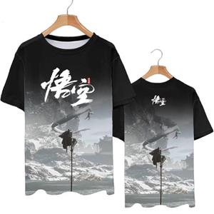 ETST 05 Hot Sale Rollenspellen Zwart Mythe Wukong Print T-shirt 3D Mode Mannen/Vrouwen Korte mouw T-shirt y2k Origineel heren T-shirt S