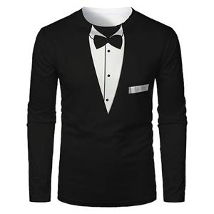 ETST0013 Grappige nep pak 3D print T-shirt voor mannen Mode Lange mouwen T-shirts Casual O-hals Losse trui Herfst Nieuwe herenkleding S