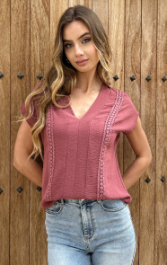 Jurkjes Detailed V-Hals Top Rosie Dust Roze