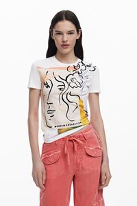 desigual Arty gezichten T-shirt - WHITE
