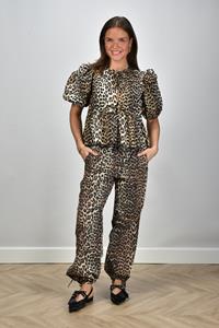 Ganni broek met trekkoord dierenprint