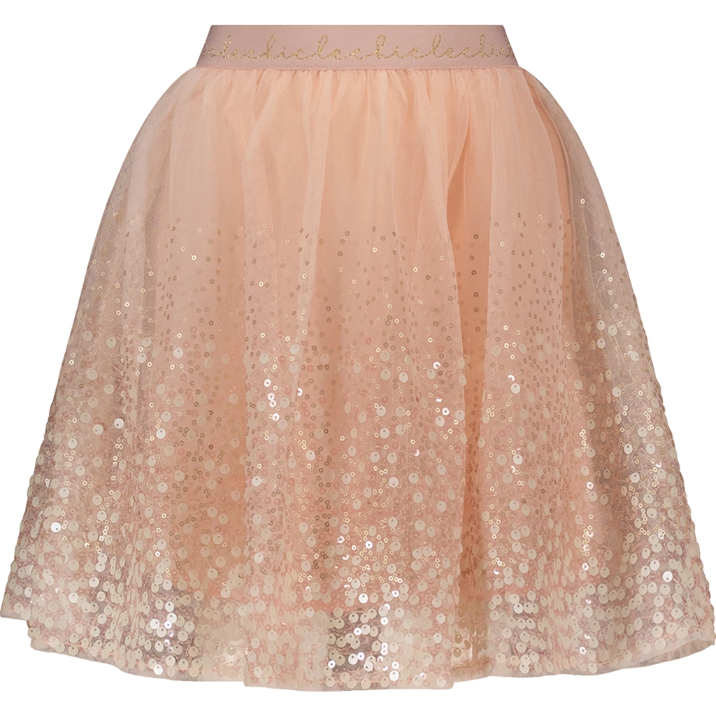 Le Chic Meisjes rok pailletten - Teddy - Roze quartz