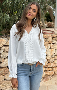 The Musthaves Kanten Boho Blouse Ecru