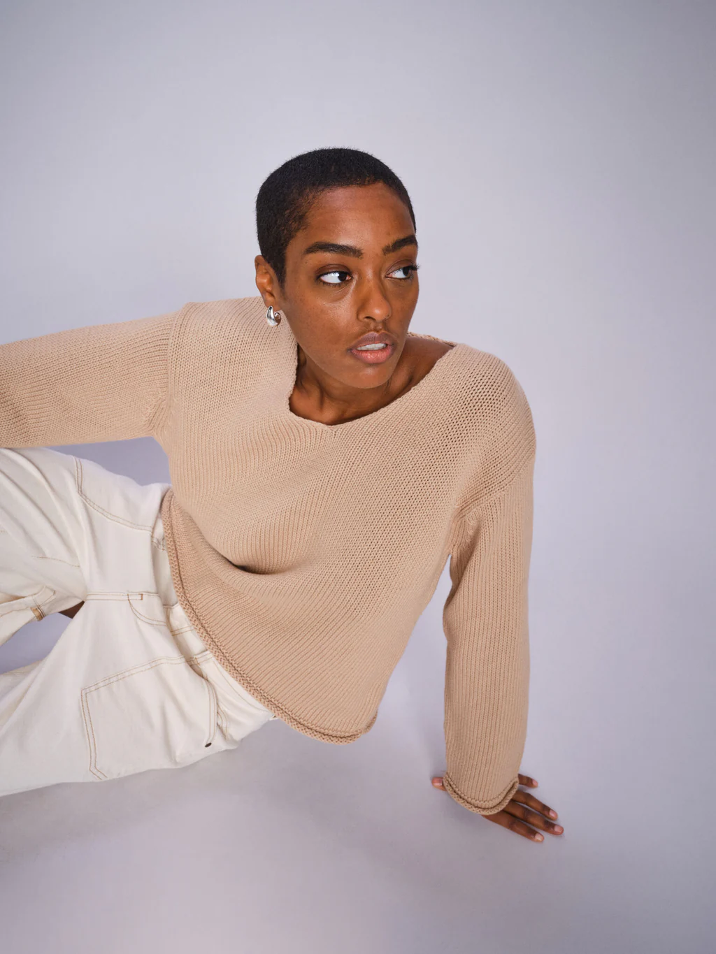 Mos Mosh 168060 123 mosmosh mm bine ls v-neck knit sesame