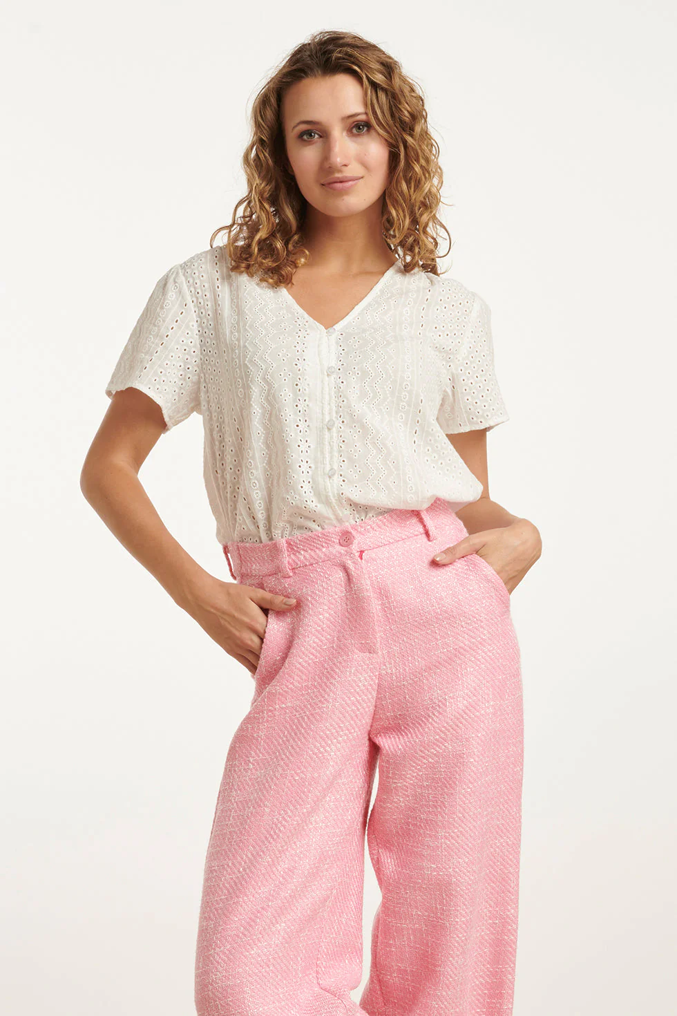 Smashed Lemon 25147 witte broderie anglaise blouse