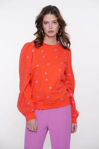 Geisha sweater embroiderd flowers 52081-21 220 coral/pink