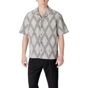 Antony Morato Overhemd Korte Mouw  RELAXED FIT WITH LOGOED METAL BADGE MMSS00186-FA140280