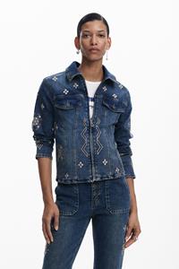 Desigual Denim jack met borduursels - BLUE