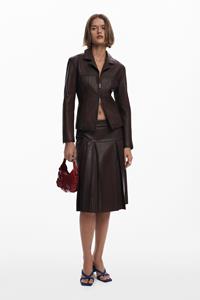 Desigual Peplum leren bikerjack - BROWN
