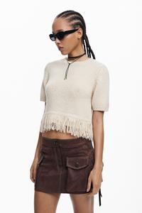 Desigual T-shirt met franjes van grof breisel - MATERIAL FINISHES