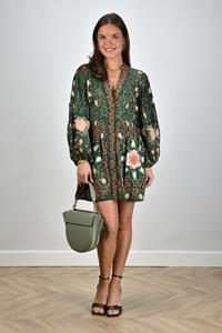 Farm Rio jurk 337581 pineapple met bloemenprint groen