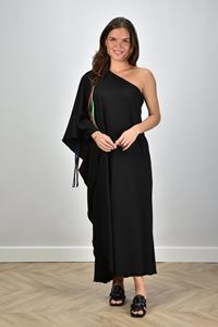AVDW jurk Butterfly Crepe 162 one-shoulder zwart