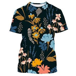 Chengyu Fashion Draw bloemen bedrukte heren T-shirts met korte mouwen Tops 90s esthetische streetwear tees S