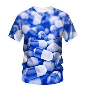Chengyu Mode Nieuwe Originaliteit Pill Grafische T-shirts Voor Mannen Casual Boheemse Persoonlijkheid Trend Leuke Bedrukte Ronde Hals Korte Mouw T-shirts Asian size XL