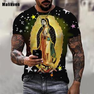 Chengyu Guadalupe Maagd Maria Katholiek Bedrukt 3D T-shirt Heren Zomer Mode Casual Kleding Harajuku Streetwear Tees Tops XXL