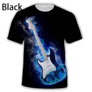 Chengyu Zomer Originaliteit Gitaar 3D Print T-shirt Heren Mode Casual Korte Mouw Ronde Hals Oversized Kleding T-shirts Tops 6XL